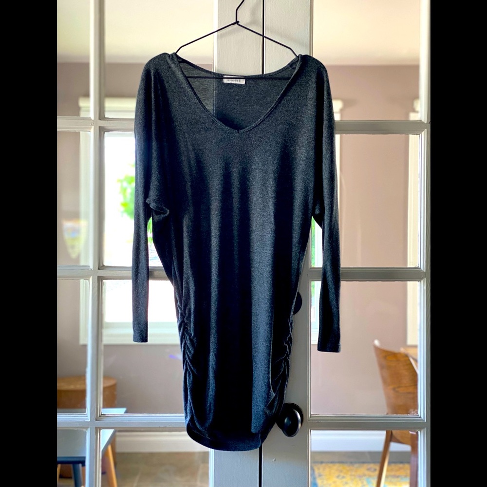 BARNEYS. batwing dress. grey. size small.